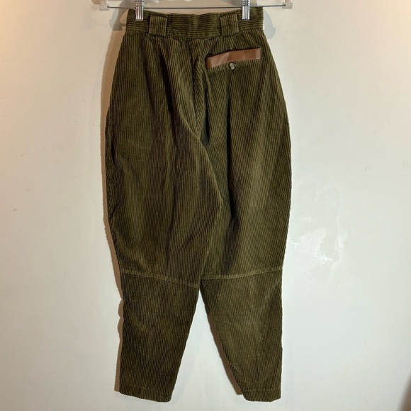 ALAIN MANOUKIAN Sz 38 Thick Corduroy Leather Trim Barrel Equestrian design Pants - Picture 7 of 12